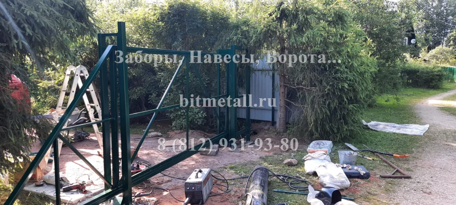 Ворота откатные. Евроштакетник. СНТ Волна.