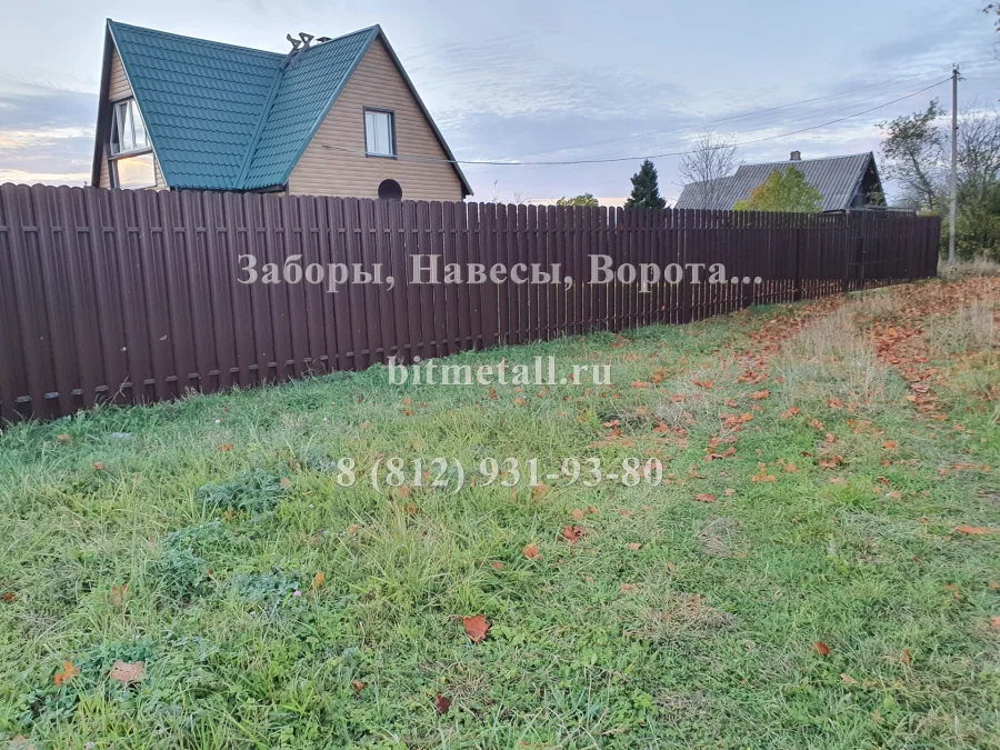 Забор, ворота и калитка из евроштакетника, Волосовский район