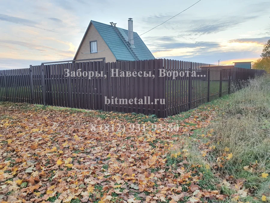 Забор, ворота и калитка из евроштакетника, Волосовский район