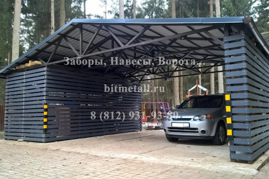 Двускатный навес с хозблоком в Зеленогорске
