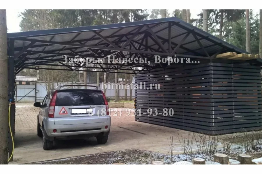 Двускатный навес с хозблоком в Зеленогорске
