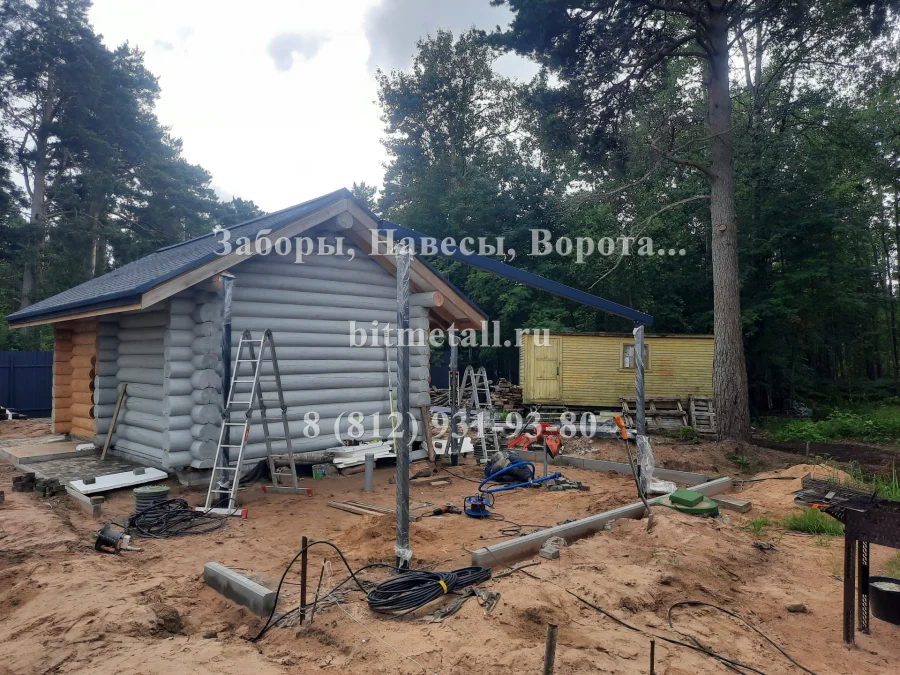 Навес-беседка для мангальной зоны с дровником. Морье